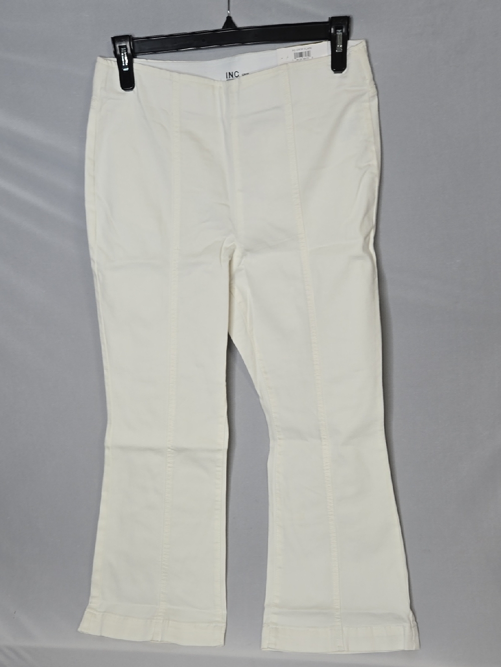 INC International Concepts Bright White Flare Crop High Rise 14 Pants NWImperfec